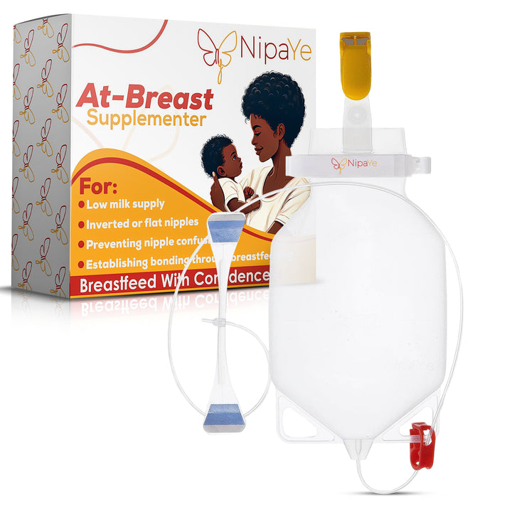 NipaYe At-Breast Supplementer with packaging on a white background